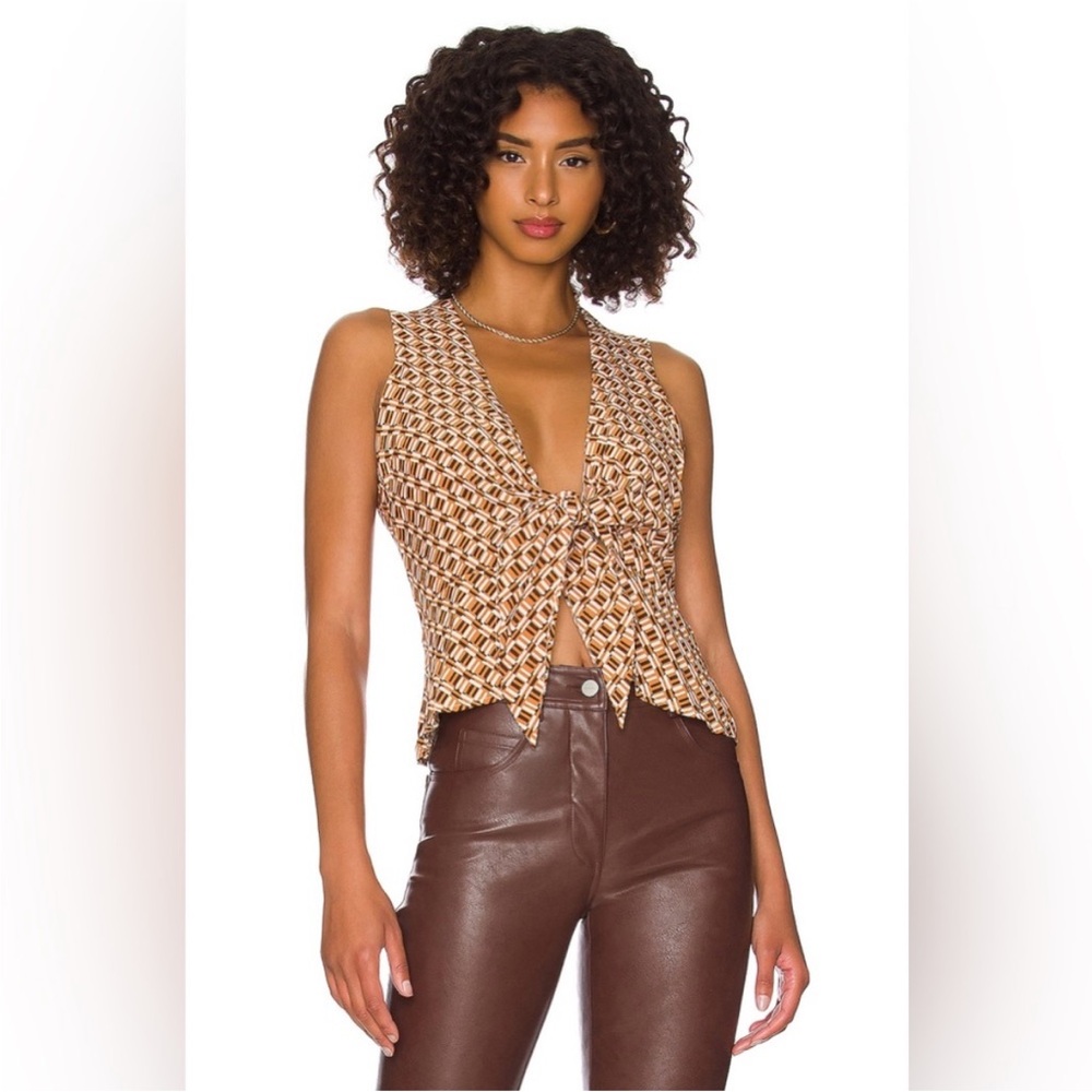 Faithfull the Brand Tahani Top Del Cameron Tie Front Retro 70s Style Cropped